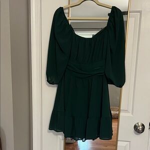 Chic Dark Green Long Sleeve Dress